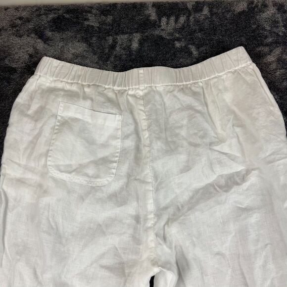 Quince White 100% European Linen Pull On Pants Women's L Pockets Wide Leg - Picture 11 of 12
